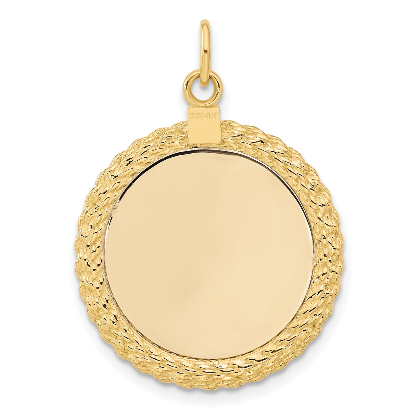 14k Yellow Gold 14k Plain .013 Gauge Circular Engravable Disc with Rope Charm