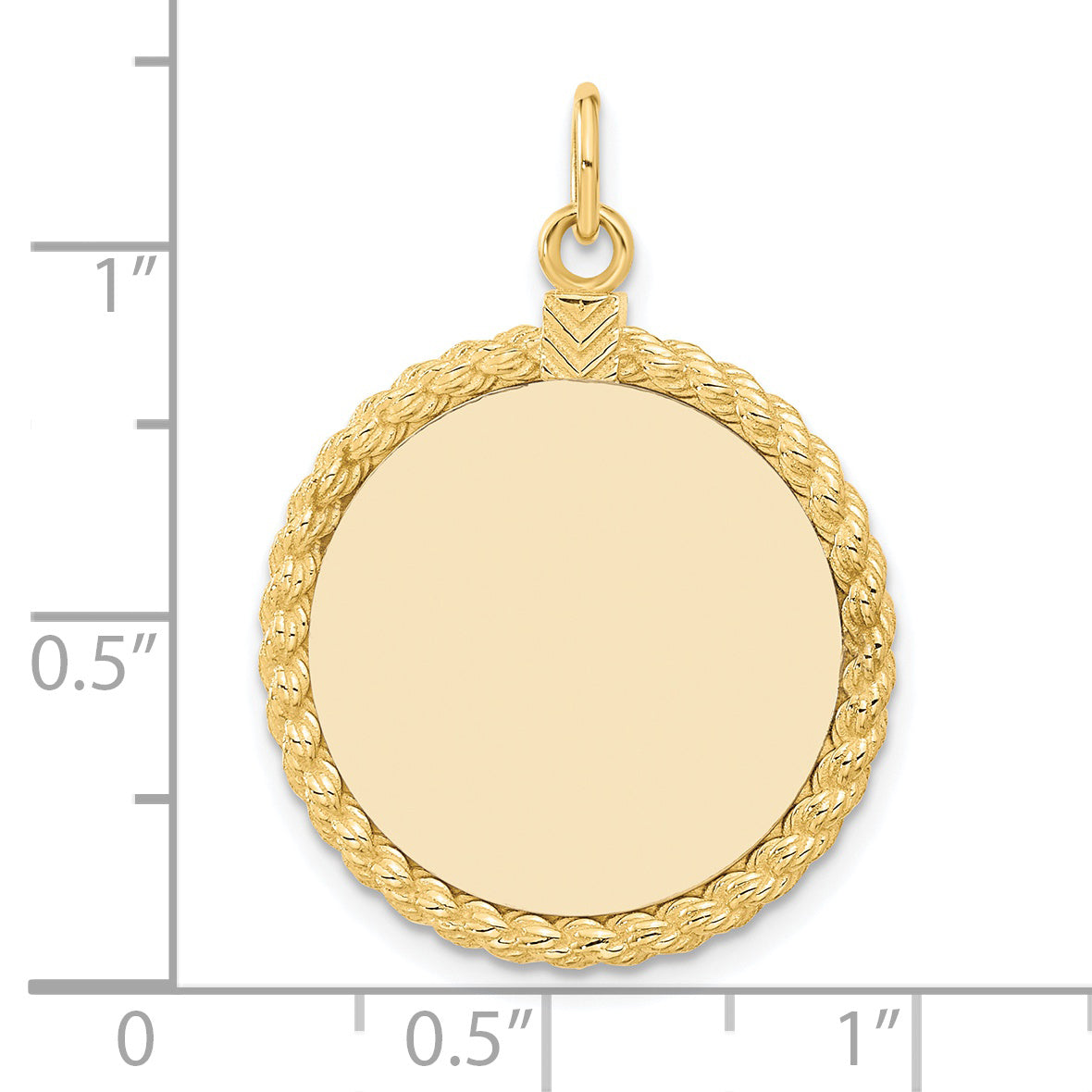 14k Yellow Gold 14k Plain .013 Gauge Circular Engravable Disc with Rope Charm