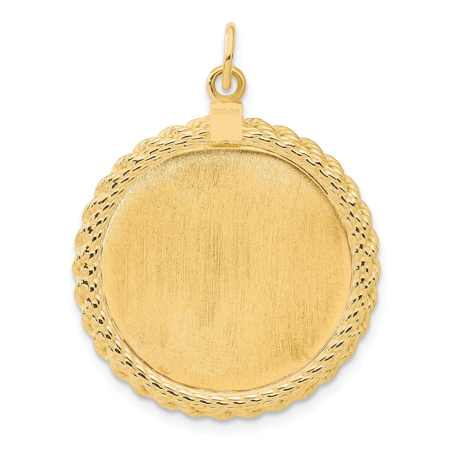 14k Yellow Gold 14k Plain .013 Gauge Circular Engravable Disc with Rope Charm