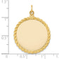 14k Yellow Gold 14k Plain .013 Gauge Circular Engravable Disc with Rope Charm