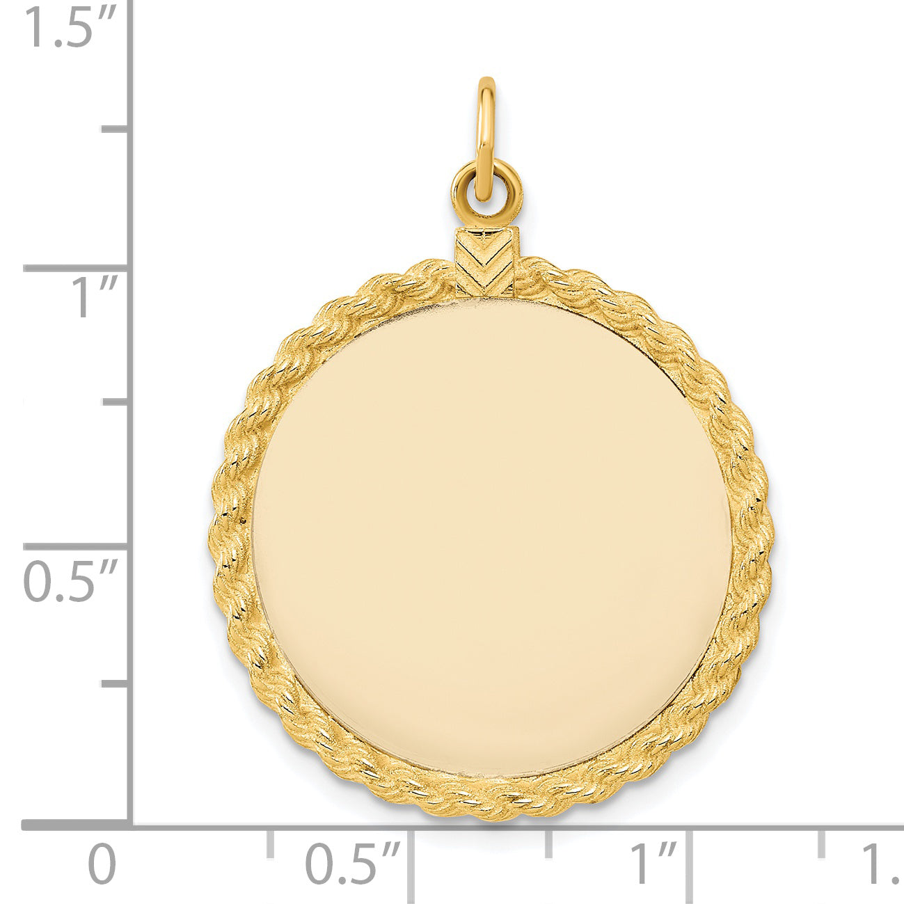 14k Yellow Gold 14k Plain .013 Gauge Circular Engravable Disc with Rope Charm