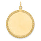 14k Yellow Gold 14k Plain .013 Gauge Circular Engravable Disc with Rope Charm