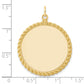 14k Yellow Gold 14k Plain .013 Gauge Circular Engravable Disc with Rope Charm