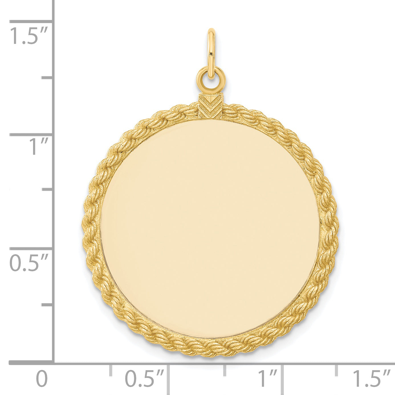 14k Yellow Gold 14k Plain .013 Gauge Circular Engravable Disc with Rope Charm