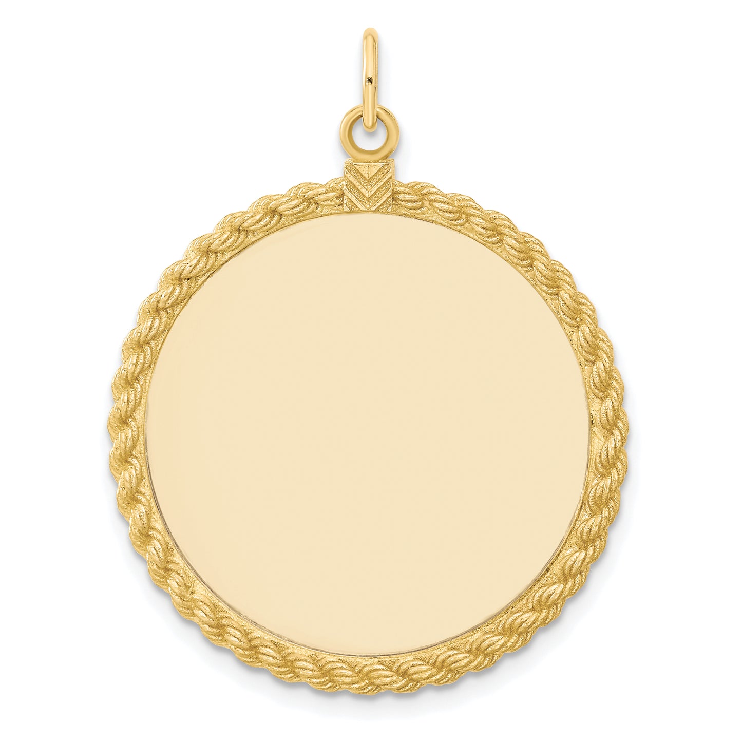 14k Yellow Gold 14k Plain .013 Gauge Circular Engravable Disc with Rope Charm