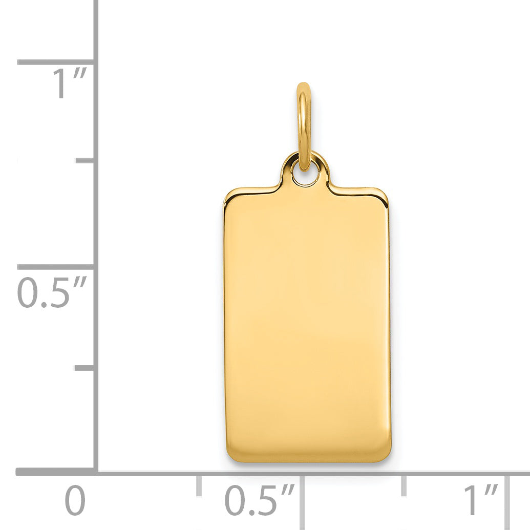 14k Yellow Gold 14k Plain .013 Gauge Rectangular Engravable Disc Charm