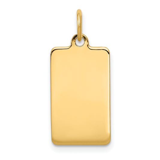 14k Yellow Gold 14k Plain .027 Gauge Rectangular Engravable Disc Charm