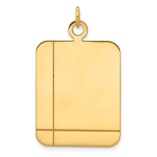 14k Yellow Gold 14k Plain Rectangular .018 Gauge Engravable Disc Charm