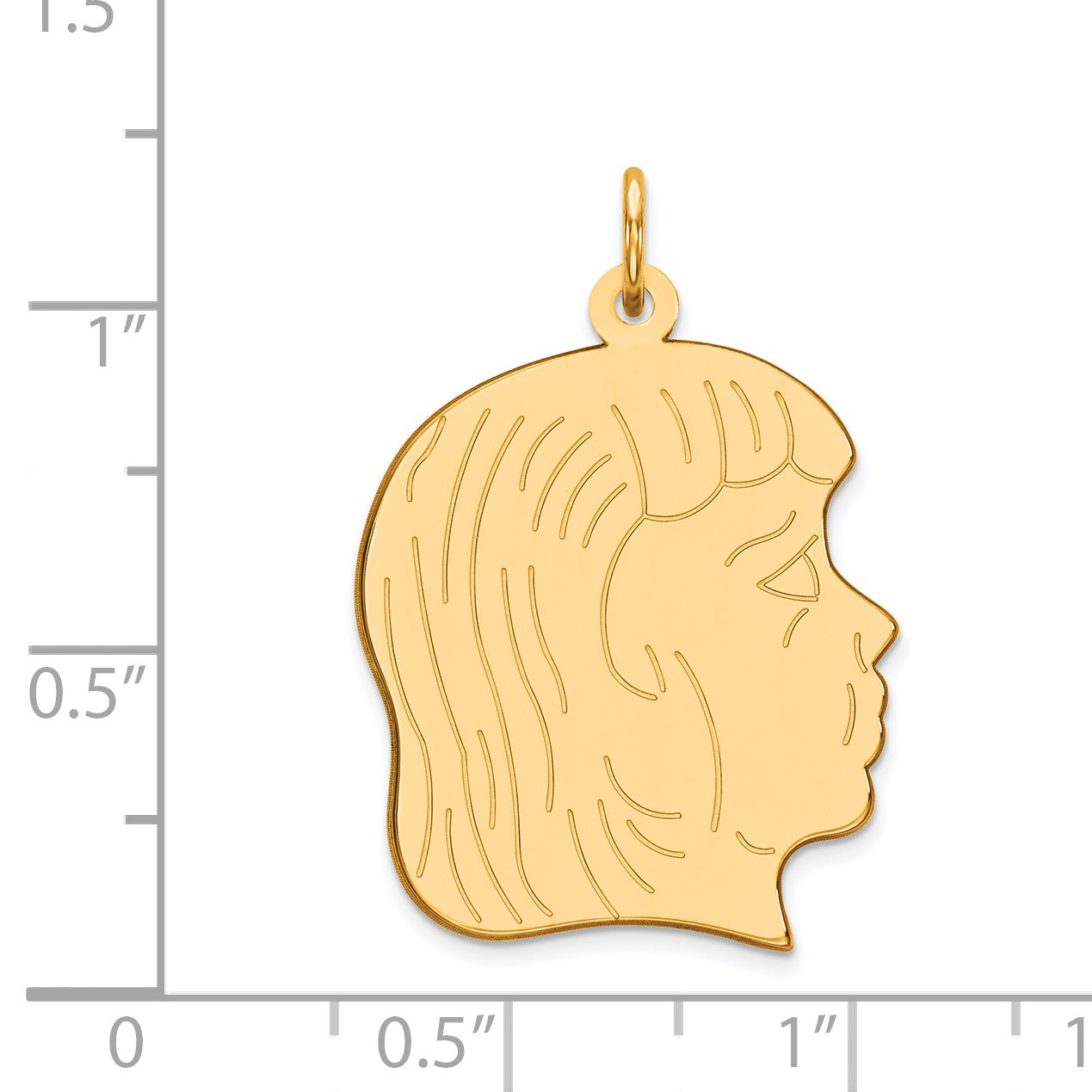 14k Yellow Gold 14k .013 Depth Engravable Girl Head Charm