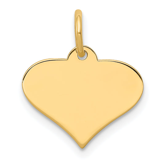 14k Yellow Gold 14k Plain .018 Gauge Engraveable Heart Disc Charm