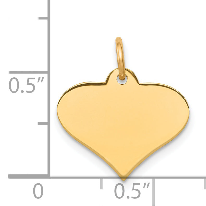 14k Yellow Gold 14k Plain .018 Gauge Engraveable Heart Disc Charm