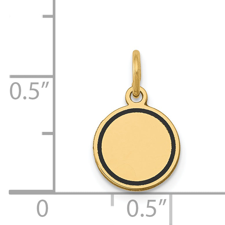 14k Yellow Gold 14k w/Enamel .027 Gauge Circular Engravable Disc Charm