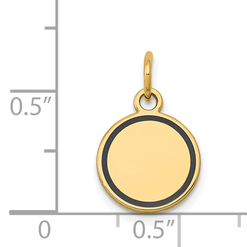 14k Yellow Gold 14k w/Enamel .027 Gauge Circular Engravable Disc Charm