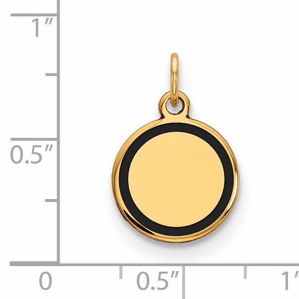 14k Yellow Gold 14k w/Enamel .027 Gauge Circular Engravable Disc Charm