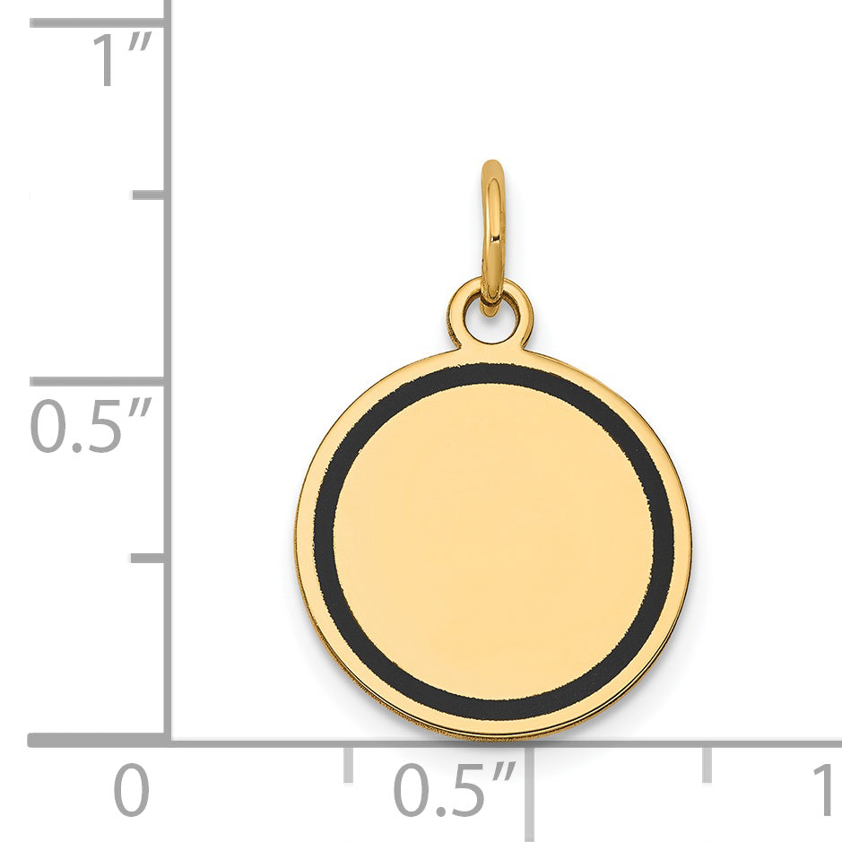 14k Yellow Gold 14k w/Enamel .027 Gauge Circular Engravable Disc Charm