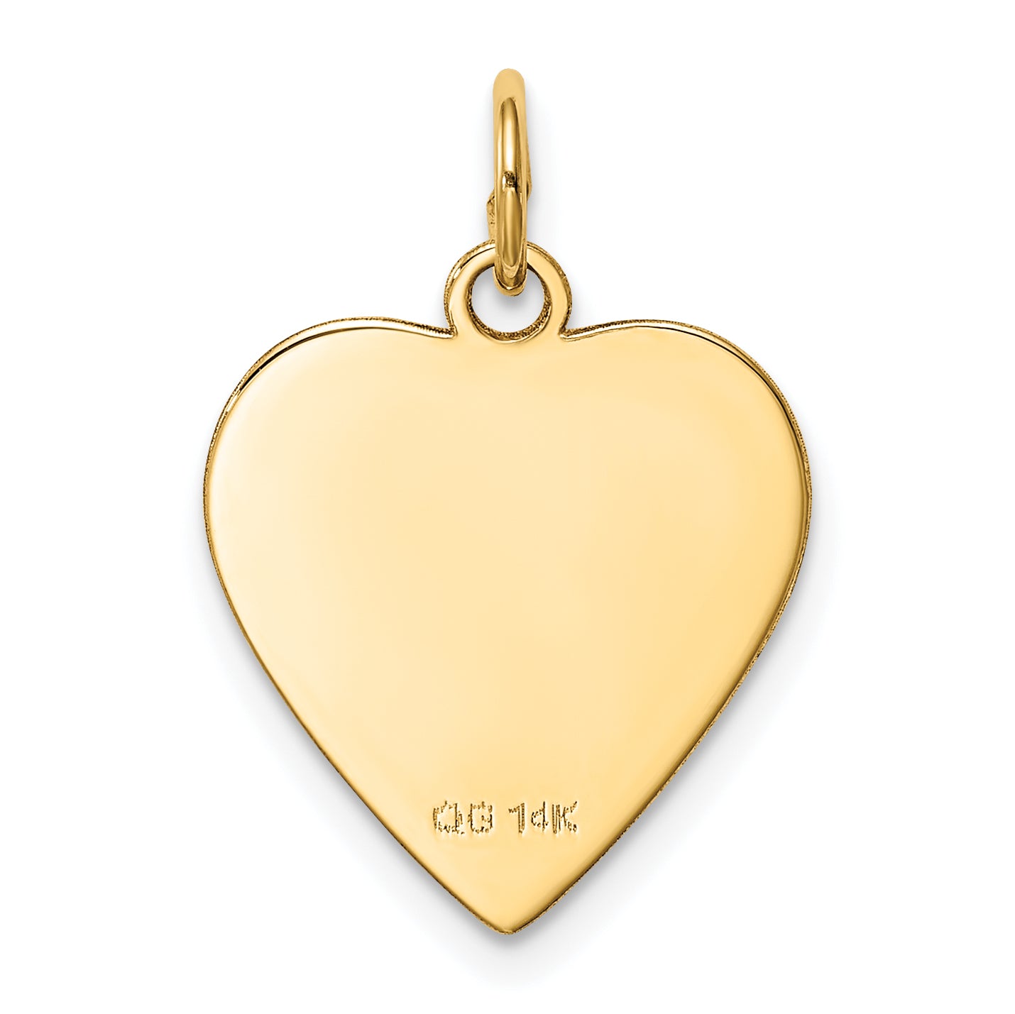 14k Yellow Gold 14k Plain .027 Gauge Heart Engravable Disc Charm