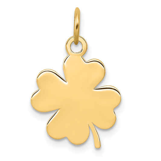 14k Yellow Gold 14k Plain .018 Gauge Engravable Clover Disc Charm