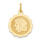 14k Yellow Gold 14k Girl Head on .013 Gauge Engravable Scalloped Disc Charm