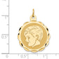 14k Yellow Gold 14k Boy Head on .011 Gauge Engravable Scalloped Disc Charm