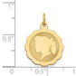 14k Yellow Gold 14k Girl Head on .018 Gauge Engravable Scalloped Disc Charm