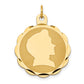 14k Yellow Gold 14k Boy Head on .011 Gauge Engravable Scalloped Disc Charm