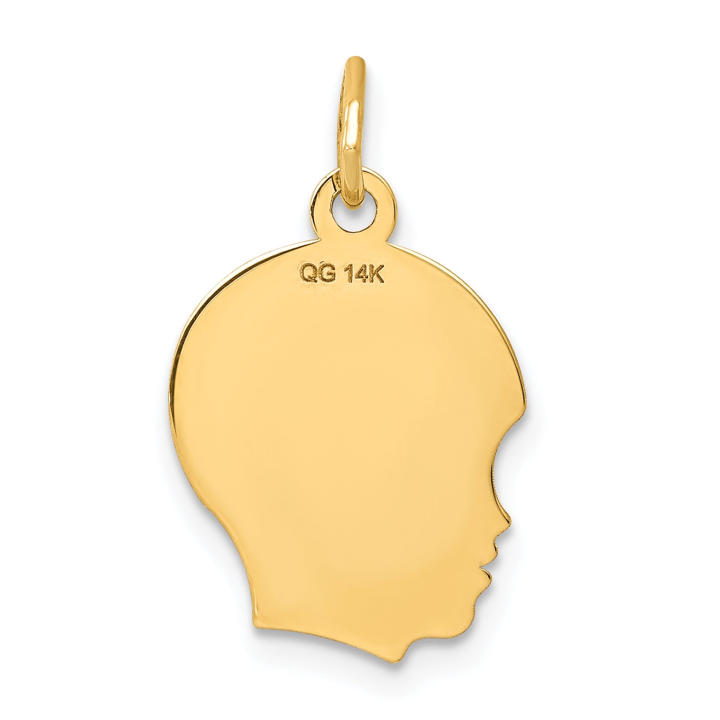 14k Yellow Gold 14k .018 Depth Engravable Boy Head Charm