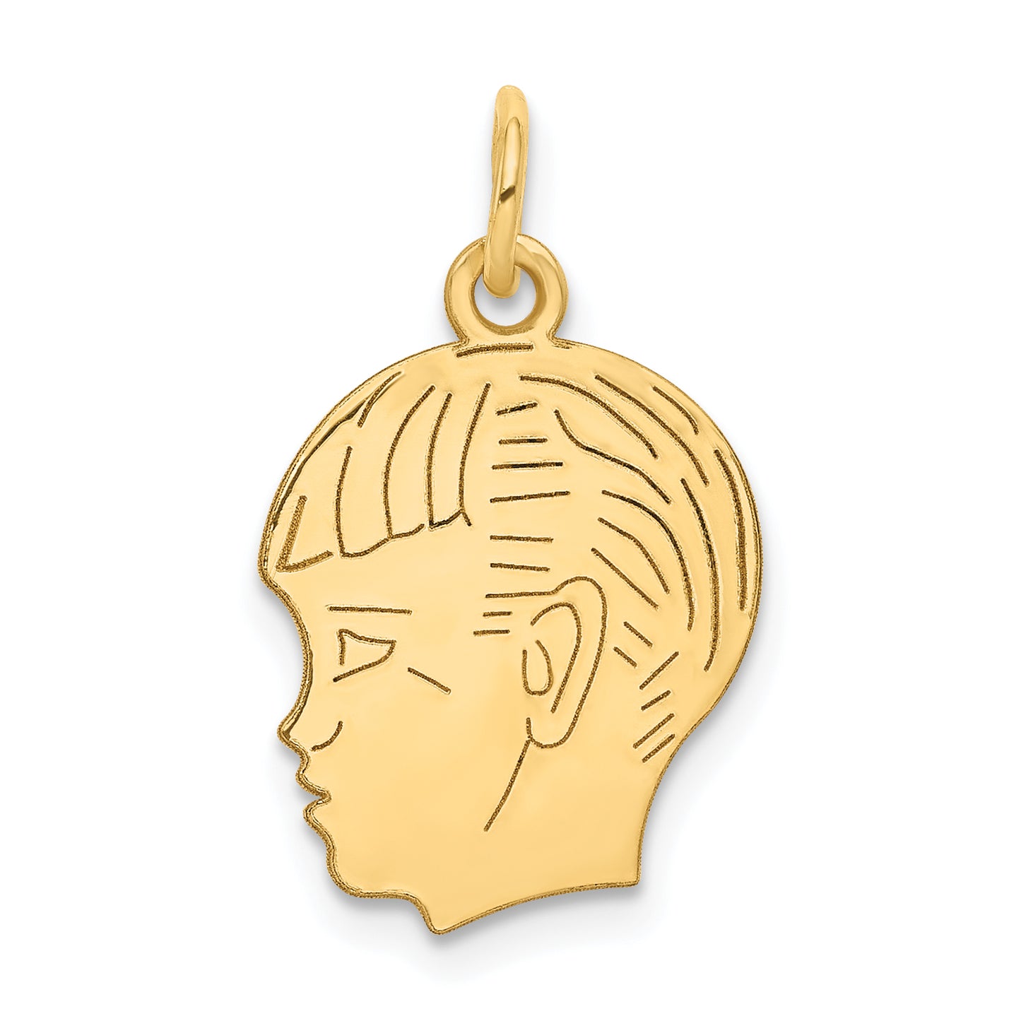 14k Yellow Gold 14k .018 Depth Engravable Boy Head Charm