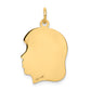 14k Yellow Gold 14k .011 Depth Engravable Girl Head Charm