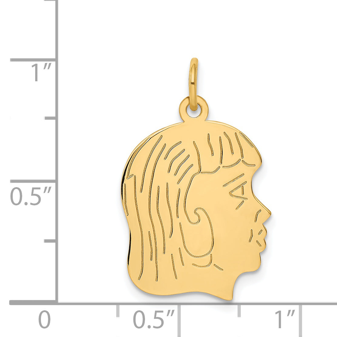 14k Yellow Gold 14k .011 Depth Engravable Girl Head Charm