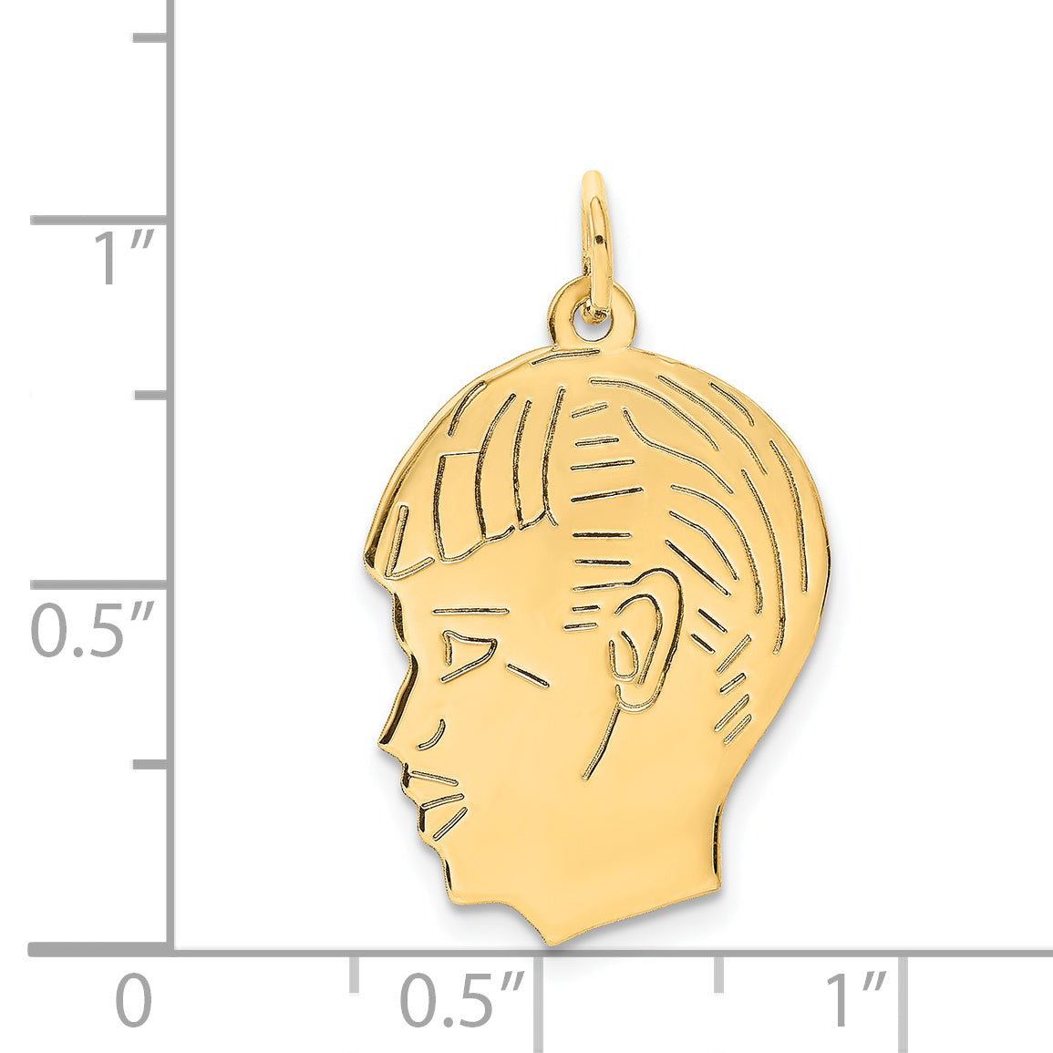 14k Yellow Gold 14k .011 Depth Engravable Boy Head Charm