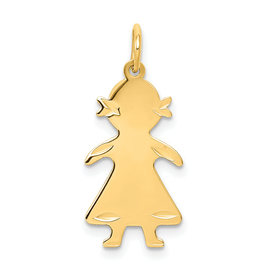 14k Yellow Gold 14k .018 Depth Engravable Girl Charm