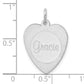 14k White Gold 14k White Gold Heart Disc Name Charm