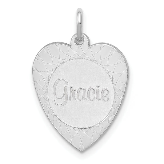 14k White Gold 14k White Gold Heart Disc Name Charm