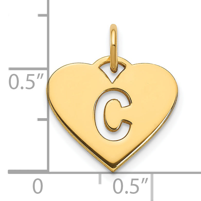 14k Yellow Gold 14ky Initial Letter C Initial Charm