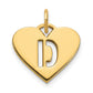 14k Yellow Gold 14ky Initial Letter D Initial Charm