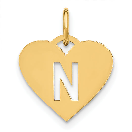 14k Yellow Gold 14ky Initial Letter N Initial Charm