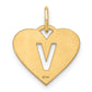 14k Yellow Gold 14ky Initial Letter V Initial Charm