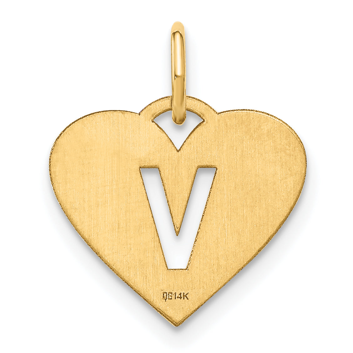 14k Yellow Gold 14ky Initial Letter V Initial Charm