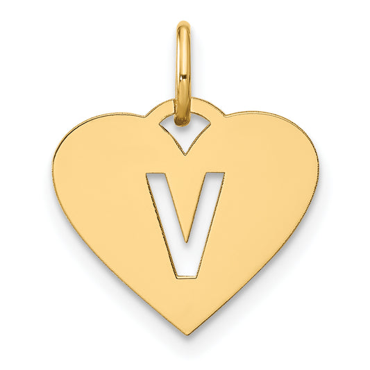 14k Yellow Gold 14ky Initial Letter V Initial Charm