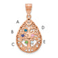 14k Rose Gold 14K rose Gold 5 Birthstone Tree of Life Tear Drop Pendant