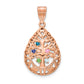 14k Rose Gold 14K rose Gold 5 Birthstone Tree of Life Tear Drop Pendant