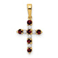 14k Yellow Gold 14k Garnet and Diamond Cross Pendant