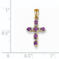 14k Yellow Gold 14k Amethyst and Diamond Cross Pendant