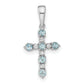 14k White Gold 14k White Gold Blue Topaz and Diamond Cross Pendant