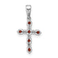 14k White Gold 14k White Gold Garnet and Diamond Cross Pendant