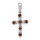 14k White Gold 14k White Gold Garnet and Diamond Cross Pendant