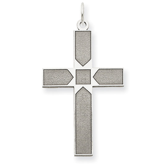 14k White Gold 14K White Gold Laser Designed Cross Pendant