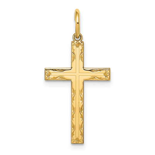 14k Yellow Gold 14K Laser Designed Cross Pendant