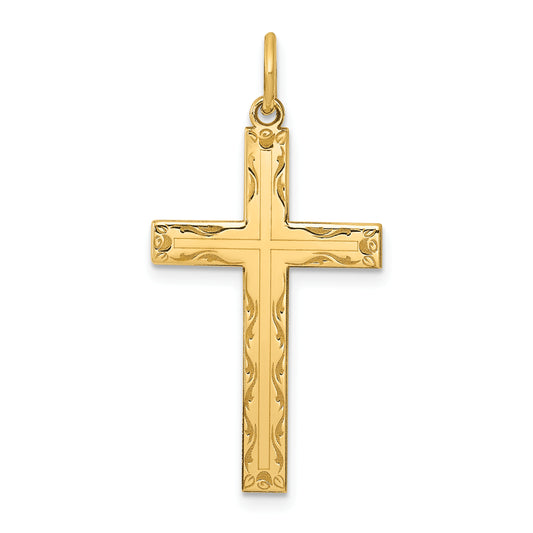 14k Yellow Gold 14K Laser Designed Cross Pendant