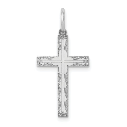 14k White Gold 14K White Gold Laser Designed Cross Pendant